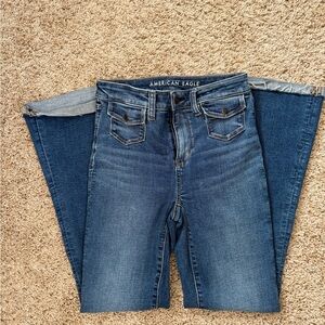 American Eagle Outfitters Women's Dark Blue Flare Jeans